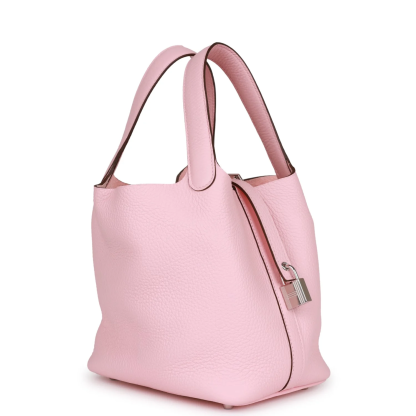 Hermès Picotin Lock 18 Rose Sakura Clemence Palladium Hardware